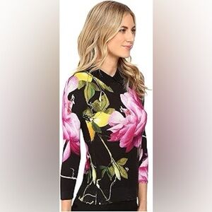 Ted Baker Merilie Citrus Bloom Floral Sweater Black